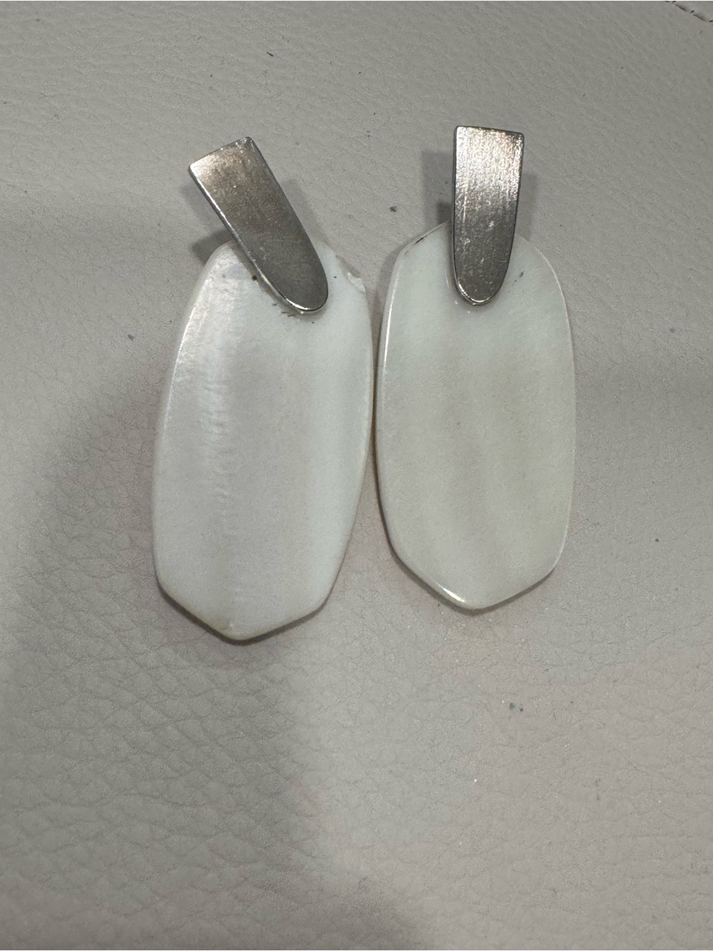 Kendra Scott White Resin Drop Earrings with Silver Tops